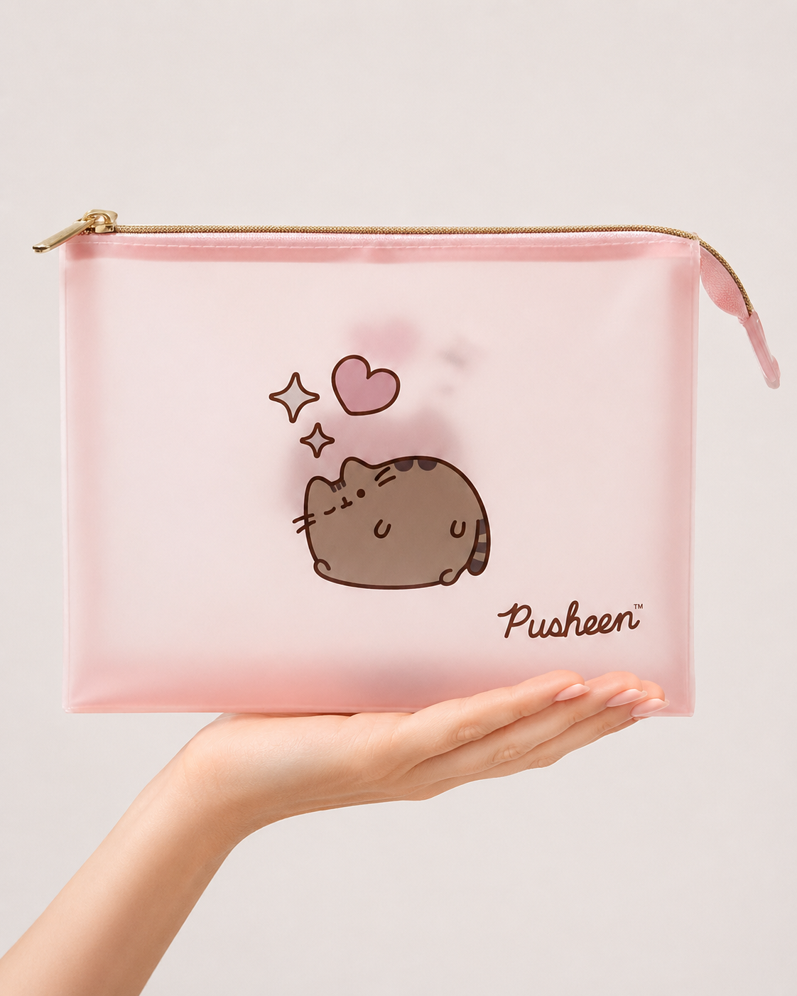 Pink silicone cosmetic bag