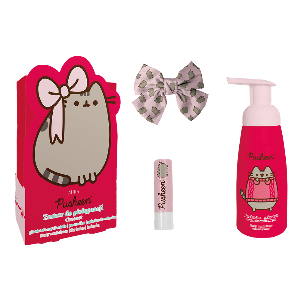 Zestaw do pielęgnacji: pianka malinowa 300 ml + pomadka brzoskwiniowa 3,8 g + spinka