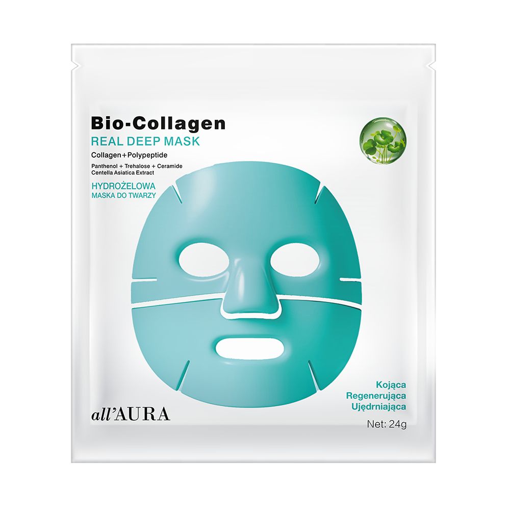 Hydrogel face mask with collagen, peptides, and Centella – moisturizing and regenerating