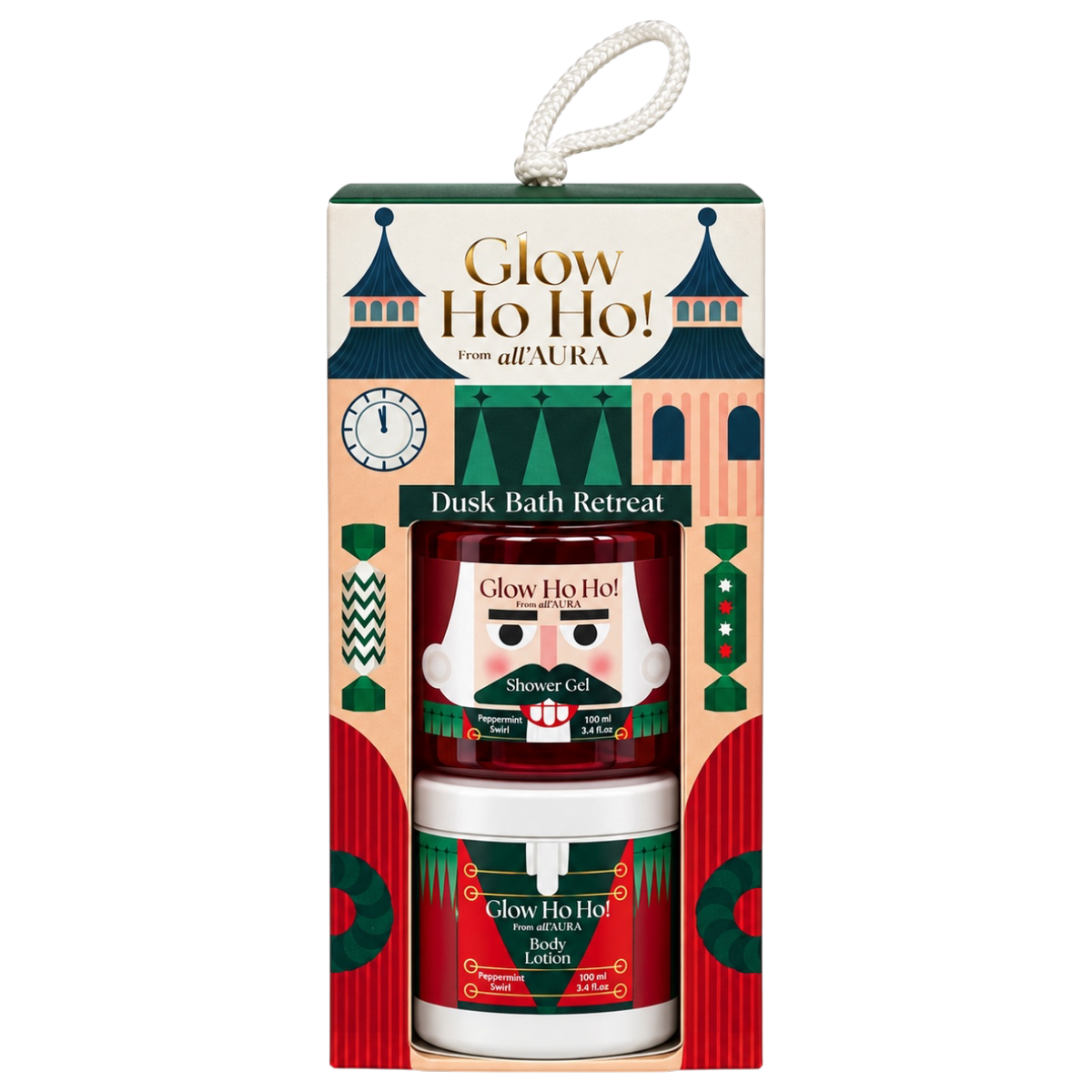Świąteczny zestaw kąpielowy Essential Bath Trio – Glow HoHo